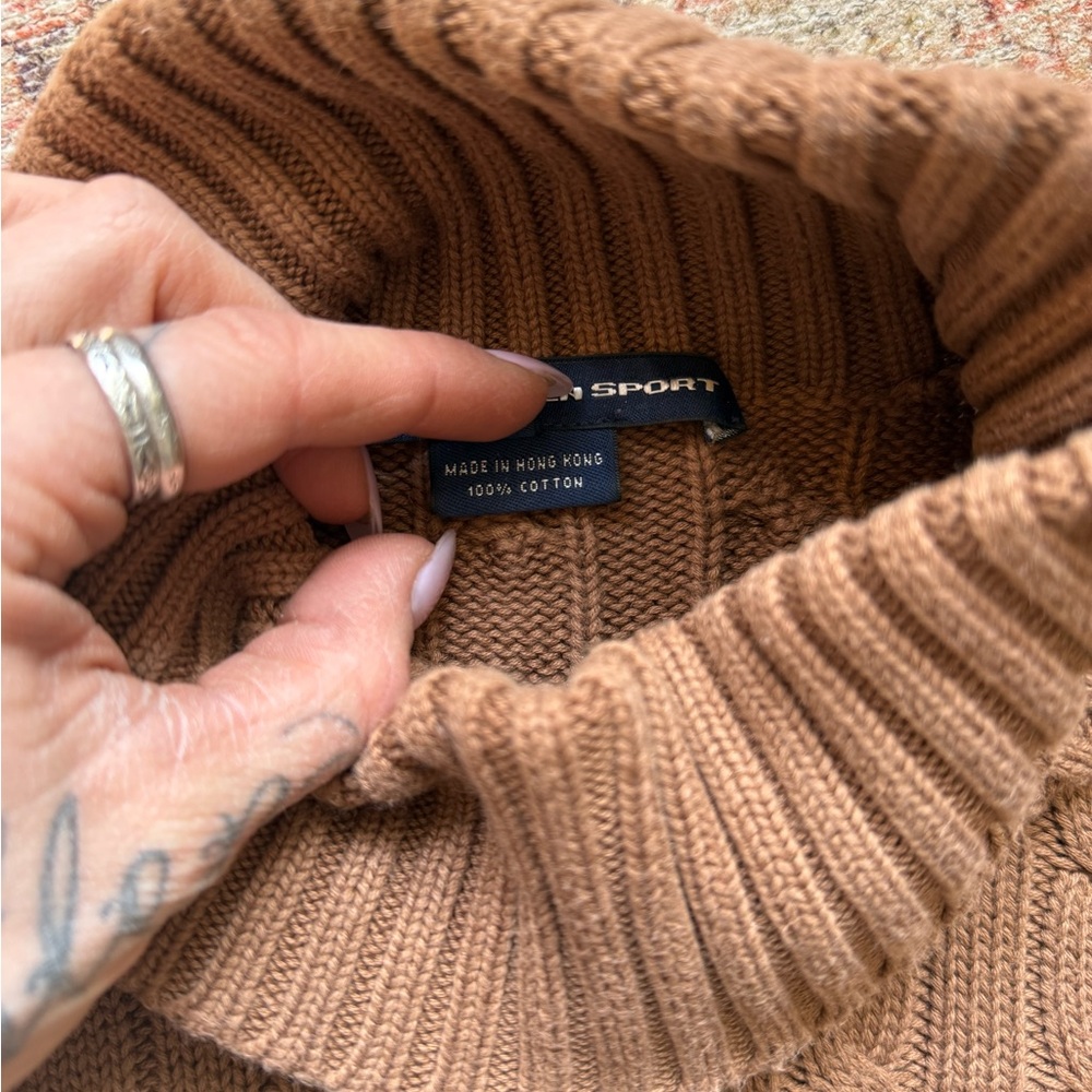 Ralph Lauren Brown Cable Knit Turtleneck Sweater - Picture 4 of 6